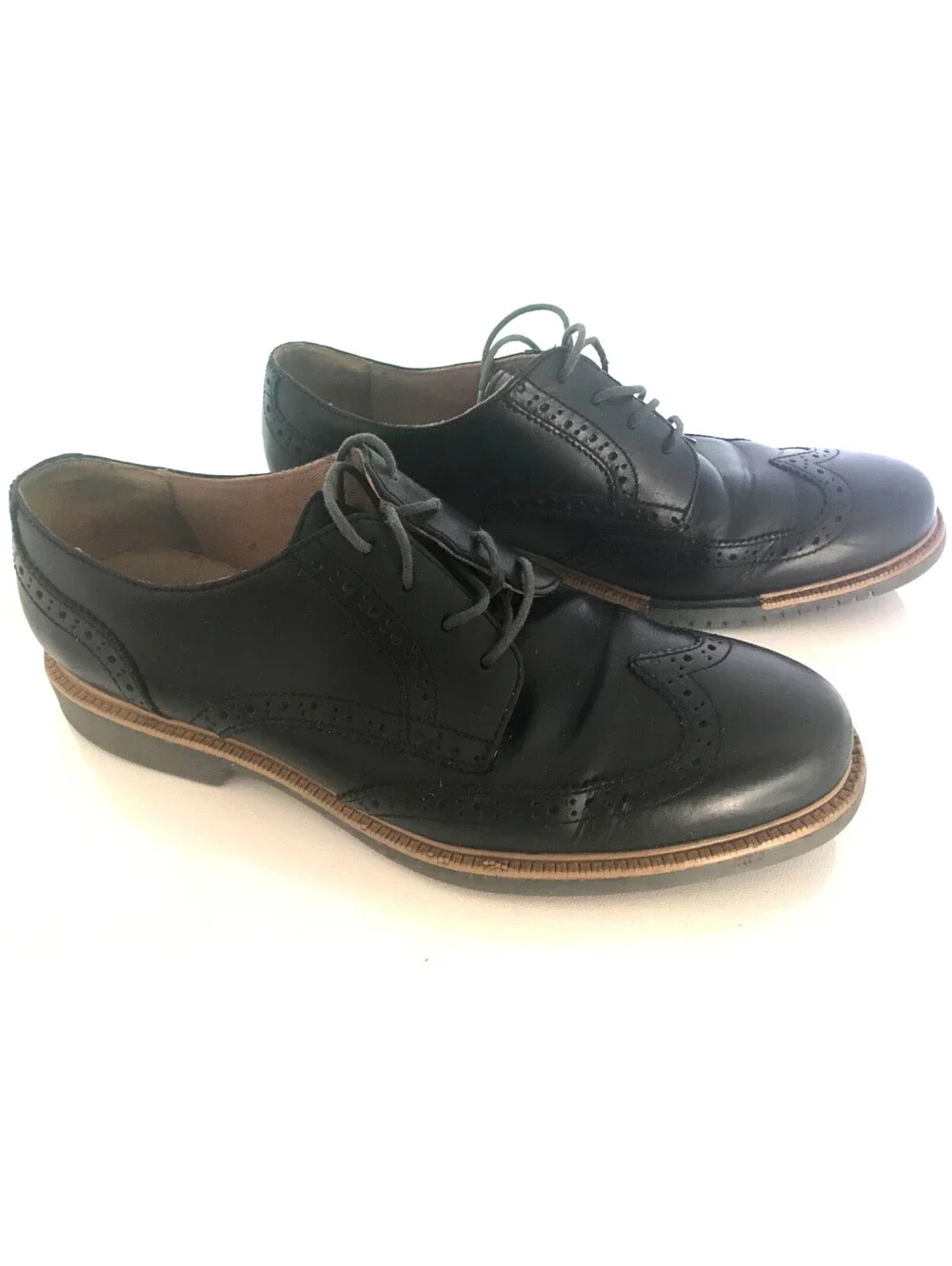 COLE HAAN Grand OS Mens Size 9.5 M Black Leather Wingtip Oxford Dress Shoes